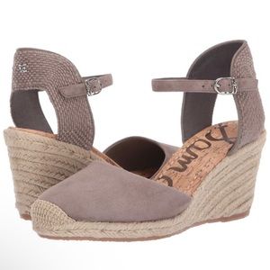 Sam Edelman Payton Suede Wedge Espadrilles Sandals Taupe Grey NWOT 10